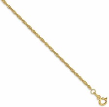 10" 14K Yellow Gold 1.4mm Singapore Chain Anklet