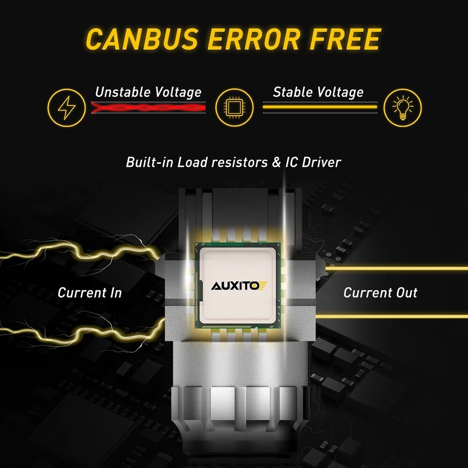 3157 3156 Amber Yellow LED Turn Signal Parking Light Bulbs Error Free AUXITO 2X - Image 3 of 4