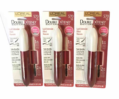 3 Pack L'Oreal Paris Double Extend Beauty Tubes Lash Extension Washable Masca...