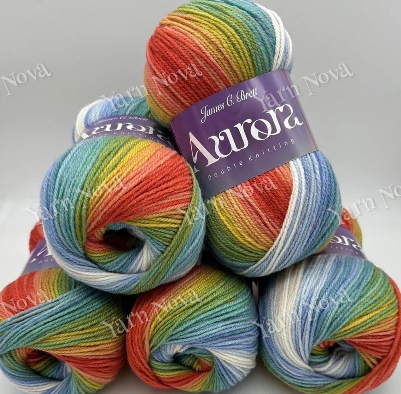 James C Brett Aurora Double Knitting Crochet Yarn Wool - 5x100g Balls - AU09 -