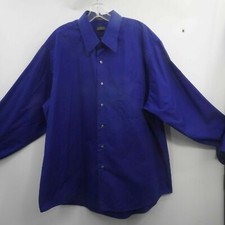 Arrow Solid Blue Long Sleeve Button Up Oxford Men's Shirt Size 18 36-37