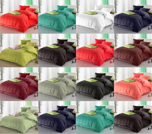 Plain Duvet Cover With Pillow Case Bedding Quilt Set Size Single Double King UK - 第 1/12 張圖片