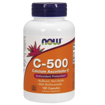 Now Foods Vitamin C-500 gepuffert (Calcium-L-Ascorbat), 100 Kapseln