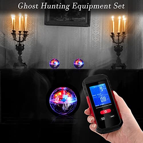 Ghost Hunting Equipment Kit, Emf Meter with 2 Motion Light up Cat Balls, Para...