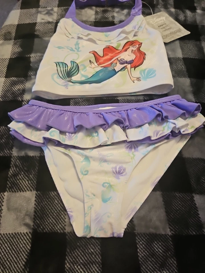 Disney Store Ariel 2 Piezas Traje de Baño Niños Talla 7/8 Nuevo con Etiquetas Princesa Foto 2 de 3
