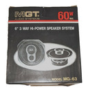 MGT MG-63 6" 3 Way 60 Watt Pair Of Component Car Speakers Sealed In Box