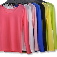 Sexy Sheer T-shirt Women See Through Mesh Basic Shirt Blouse Top Clubwear Casual