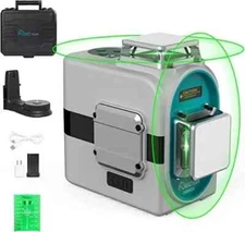 DECTEAM DS03DG series 360 100 ft. self leveling cross line laser level green