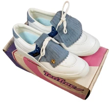 Vintage TeriTracs Golf Shoes New Ladies 6 M Blue Suede Accents Made In USA!!!