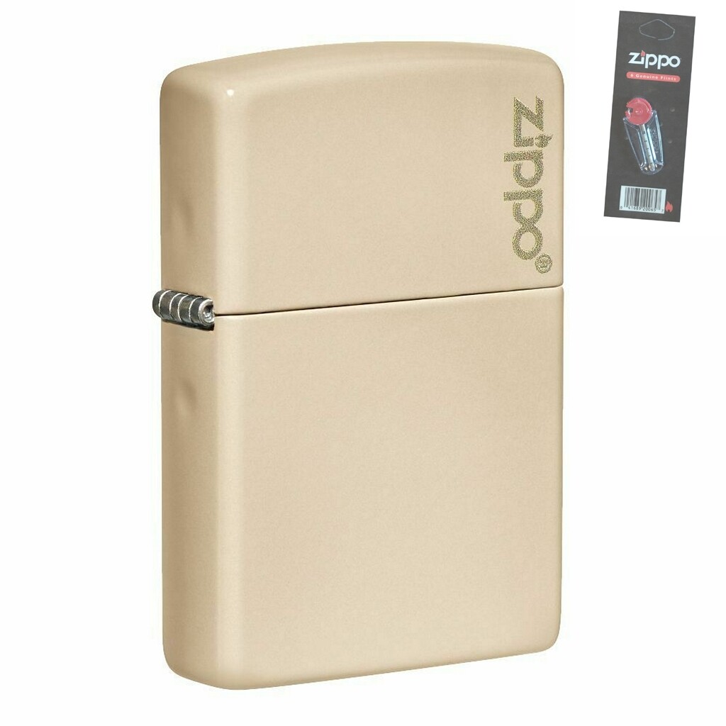 Zippo 49453ZL Flat Sand Zippo Logo Pocket Lighter + FLINT PACK | eBay