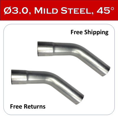 2Pcs 45 Degree 3.0'' Mild Steel Exhaust Pipe Mandrel Custom DIY 3inch Tube