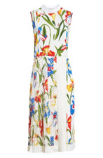 Tory Burch Carine Floral Print Dress Size 0 Sleeveless Silk Blend