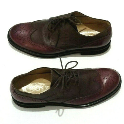 TOD'S Oxford Wingtip Shoes Italian Leather Brown Men's Size 9US 8UK