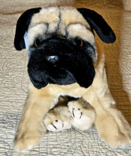 Plush PUG Animal Alley Toys R Us Vintage 2000 Fawn Tan Dog 13 Inches Long