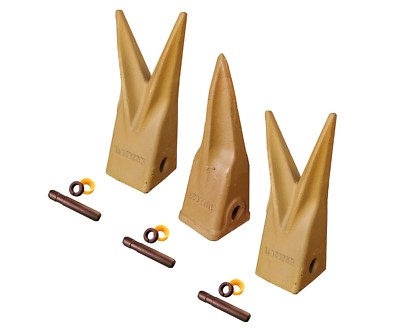 3 - Cat J300 Style Bucket Rock Teeth Combo w Pins- 1U-3302TL, 1U-3302WTL