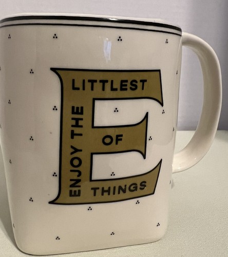 Anthropologie Drop Cap Monogram Coffee/Tea Mug/Cup Letter “E”, New Tan Speckled - Photo 3 sur 10