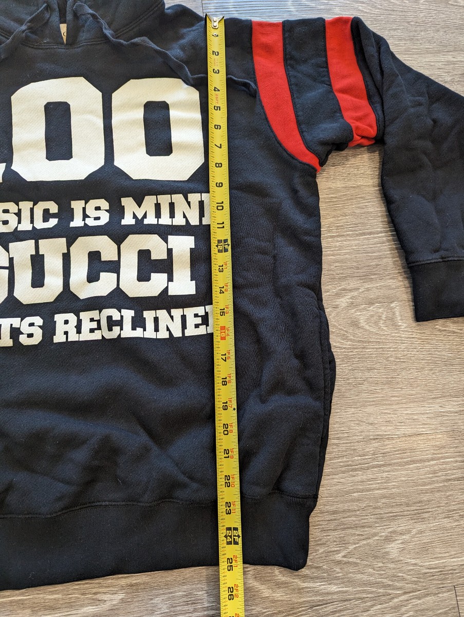 GUCCI 100 Music Is Mine Hoodie Sweatshirt Black Red Size