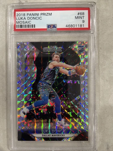 2018 Panini Prizm Mosaic Luka Doncic PSA 9 Mint Silver RC Rookie #68 🔥 Lakers!