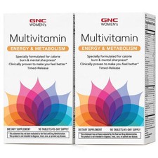 (2 Pack) GNC Women's Energy & Metabolism Multivitamin 90 Caplets Each 