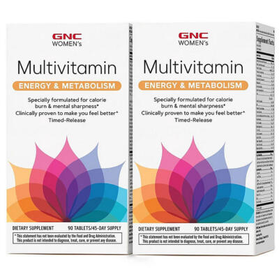 (2 Pack) GNC Women's Energy & Metabolism Multivitamin 90 Caplets Each 
