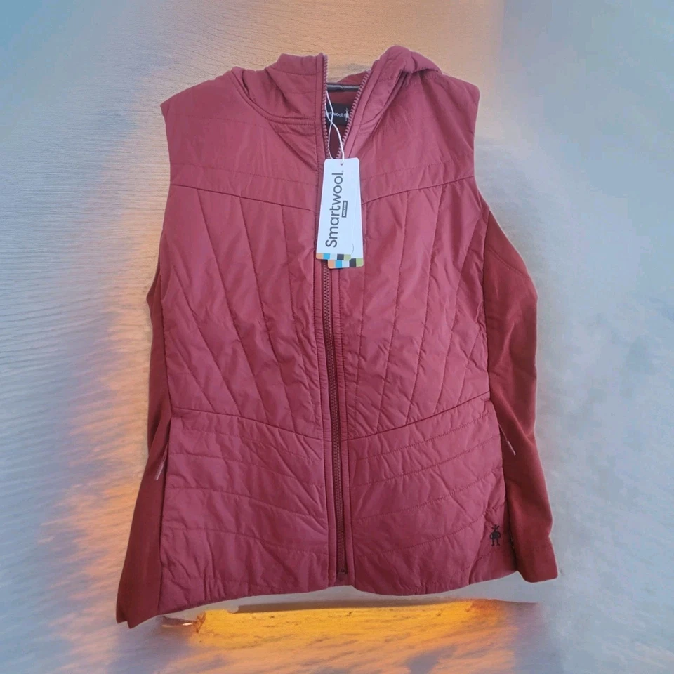 Smartwool Smartloft Hooded Merino Vest Full Zip Red Currant Women’s Large $185 - Image 3 of 4