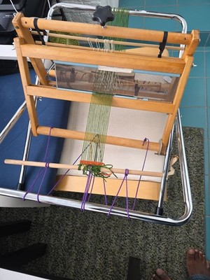 Vintage Loom 20 inch table Top Weaving by Millie Hines