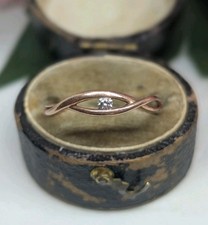 9ct Diamond wave ring in UK Hallmarked rose gold. Size N 1/2