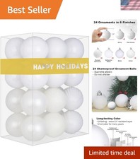 Elegant 24-Piece White Christmas Balls - Shatterproof 2.5" Ornaments for All ...