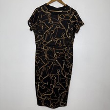 Enfocus Studio Dress Womens 14 Chain Elegant Short Sleeve Midi Polyester Party