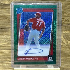 Adonis Medina 2021 Panini Donruss Optic Green Mojo Prizm /99 #RRS-AM Auto RC