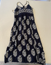 Fashion Nova Maxi Dress Knee High Slit Spaghetti Strap Navy & White Size 2X, NWT