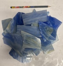 2LB Premium Lt Blue Mosaic Stained Glass Pieces Kokomo Glass FREE FAST SHIPPING