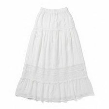 NWT White Lace Trim Maxi Skirt Medium Boho Cottagecore Summer Vacation Romantic