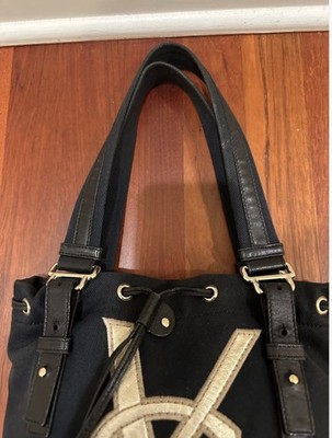 Authentic Yves Saint Laurent Tote Bag/Handbag Black Canvas YSL