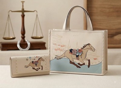 Radley London Kentucky Derby Leather Satchel Handbag Bag & Wallet Set Salt NWT