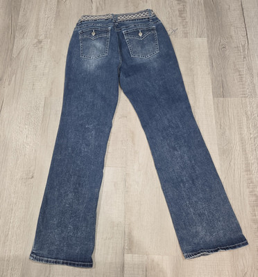 Flamingals Women s Bootcut Jeans XL Blue Medium Wash 5-Pocket Button Zip