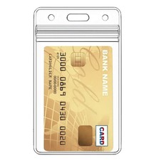 6 Pack Extra Thick ID Card Name Badge Holder Heavy 6 - Vertical, Clear