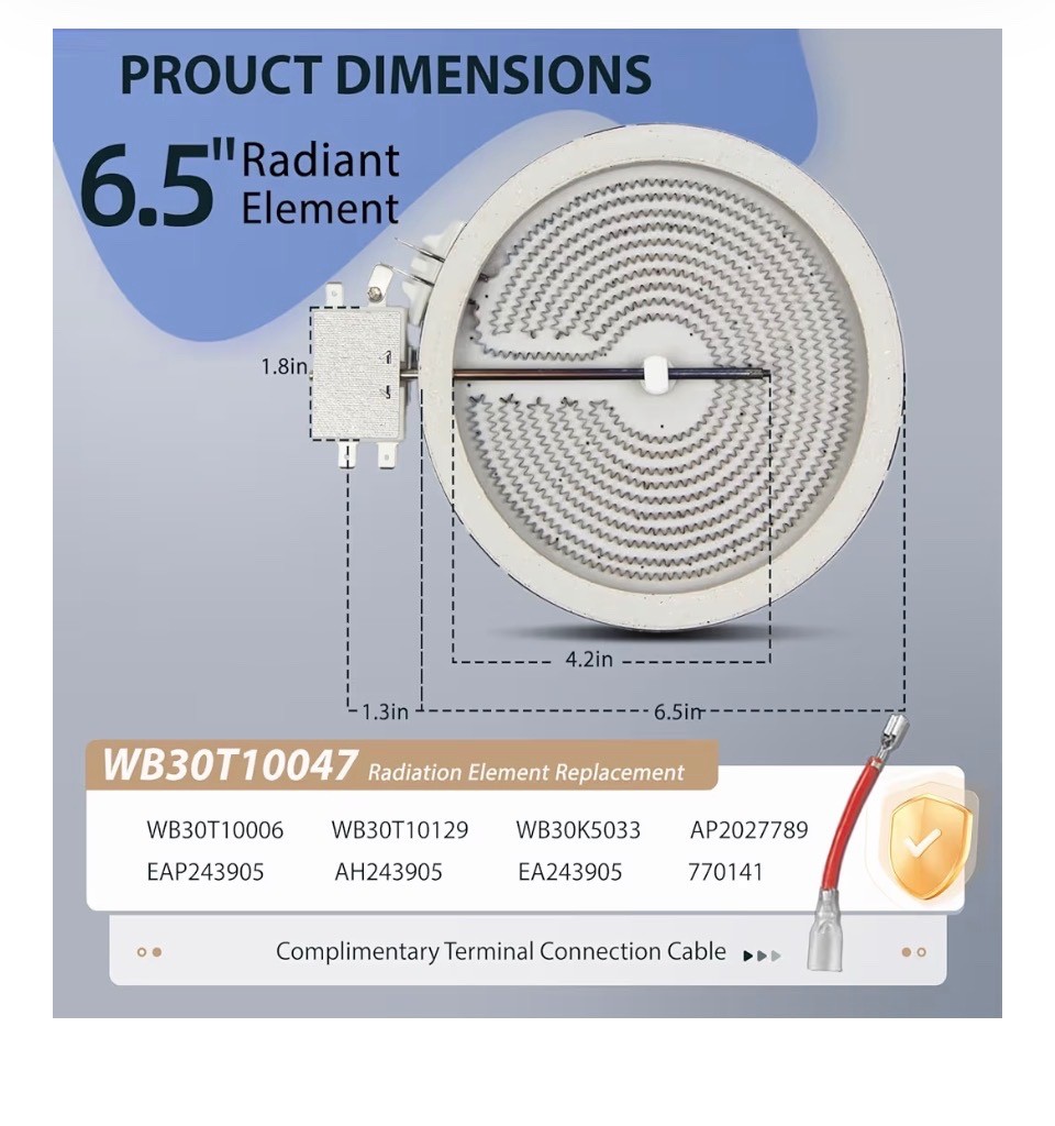 WB30T10047 for GE Range Glass Smooth Top Burner Element AP2027789 PS243905