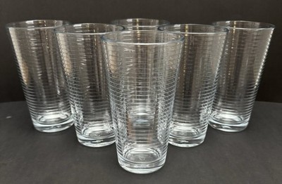 6 Vintage Pasabahce Doro Horizontal Ribbed Tumblers/Highball Glasses 16oz Nice!