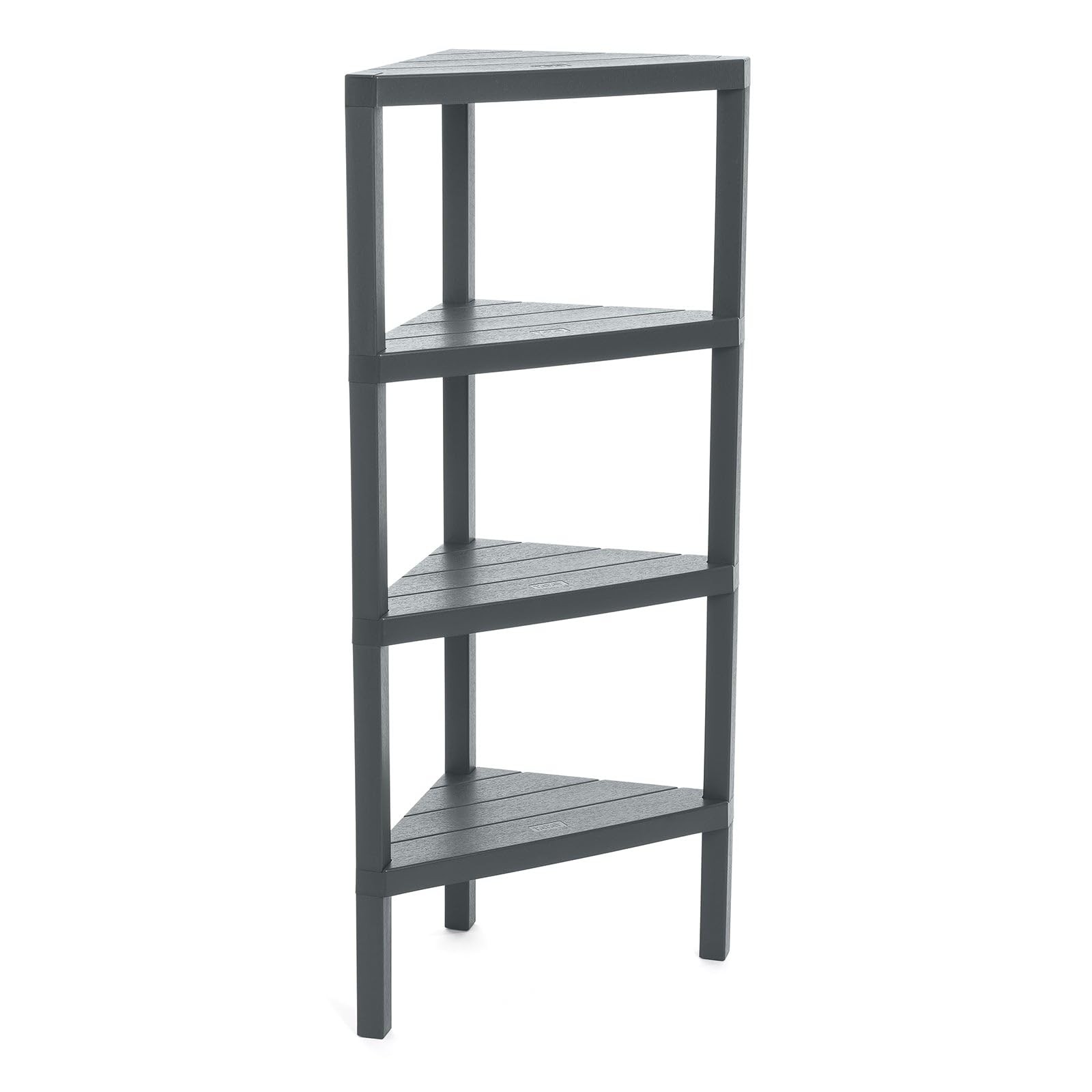 Étagère d'angle polypropylène 4 niveaux étanche 130cm grise