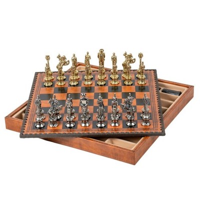 Italfama Napoleon Metal Chess Set 3in1 With Chess & Checkers & Backgammon