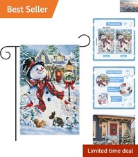 12 x 18 Inches Christmas Snowman Garden Flag   Double-Sided Linen Winter Yard...