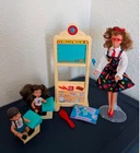 Vintage 1995 Teacher Barbie 2 students and classroom playset
