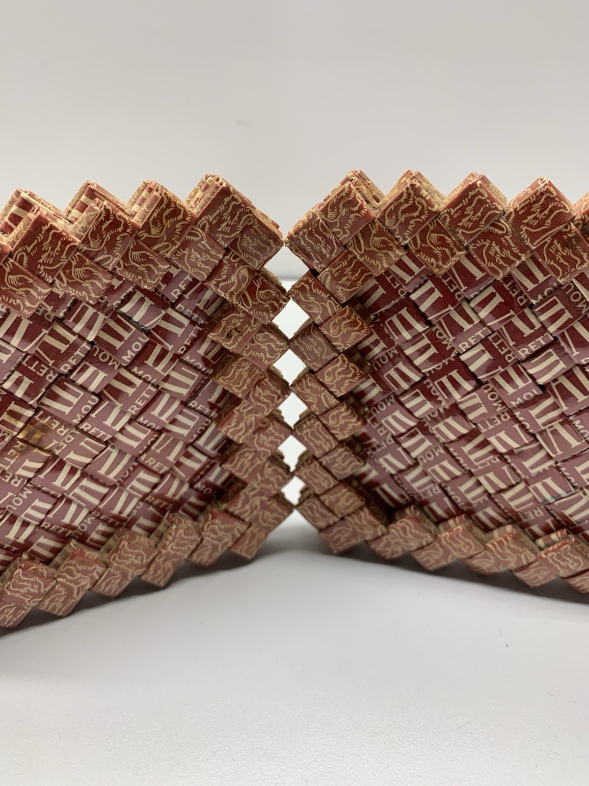 Vintage Prison Art Woven Cigarette Pack Folding Picture Frame