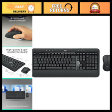 Wireless Full Size Keyboard and Mouse Combo - Advanced Ergonomic Design, USB Con