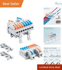 6pcs DIN Rail Terminal Blocks Copper 2 In 8 Out Auto Wire Connectors for Elec...