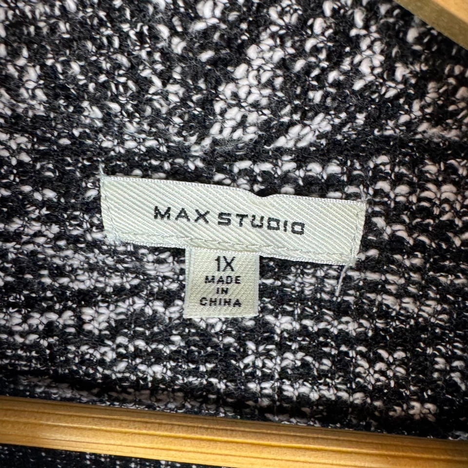 Max Studio открытый передний вязаный твидовый кардиган свитер блейзер 1 X бахрома отделка офиса - Изображение 4 из 4