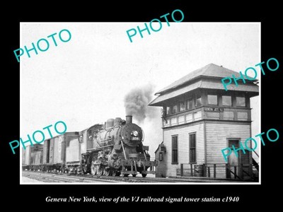 Geneva New York The Vj Railroad Signal Tower c1940 Large Historic Old Photo