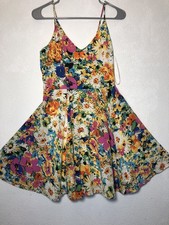 Yumi Kim Silk Sleeveless V-Neck Mini Dress Multicolor Fit and Flare size XS
