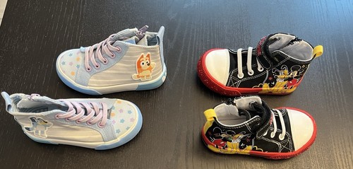 Toddler High Top Shoes Bundle: Mickey Mouse & Bluey - Excellent Condition!